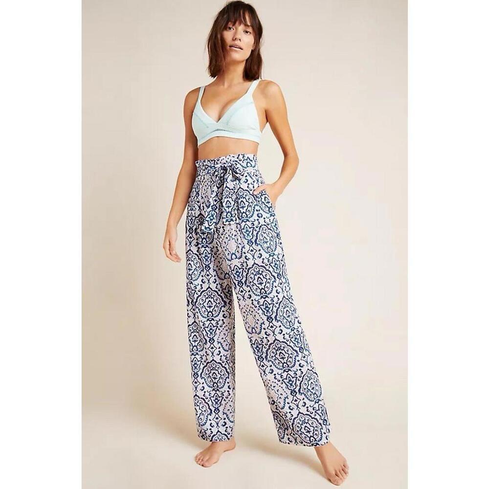 Anthropologie Blue and White Printed Lounge Pants